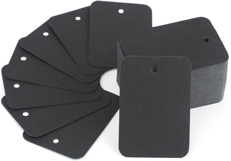 Photo 1 of 200 PCS Blank Price Tags,Black Paper Tags Without String, Clothing Size Lables Coupon Tags Making Lables Store Tags with Exquisite Box Package for Retail, Business,Party Favors
