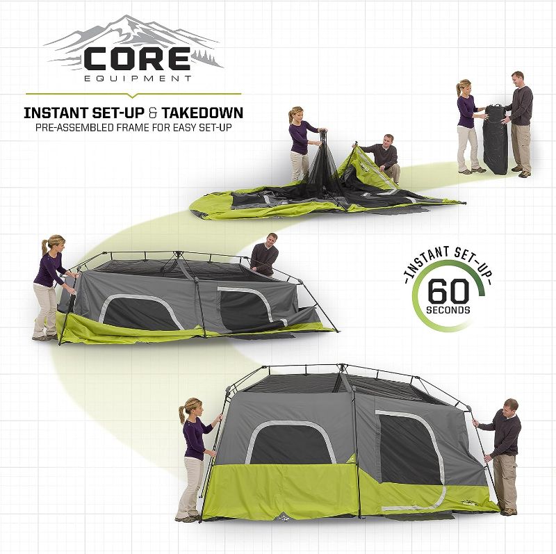 Photo 4 of Core 9 Person Instant Cabin Tent - 14' x 9', Green (40008)
