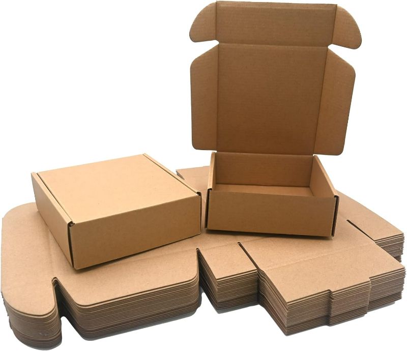 Photo 1 of (6x6x2) 25 Pack Small Shipping Boxes for Business, Corrugated Small Cardboard Boxes for Shipping, Recyclable Packaging Boxes, Mailer, Gift Packing, Crafts Packing, Jewelry Boxes Shipping (6x6x2) NEW
