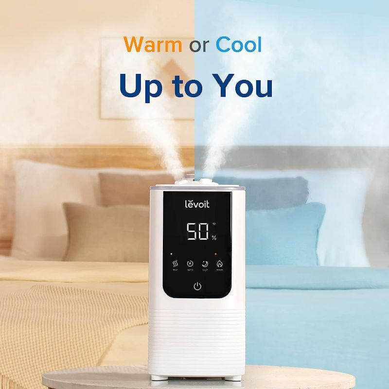 Photo 2 of LAMON-  Humidifiers for Bedroom Home, Smart Warm and Cool Mist Air Humidifier for Large Room, Auto Customized Humidity, Fast Symptom Relief, Easy Top Fill, Essential Oil, Quiet, OasisMisT 6L, White
