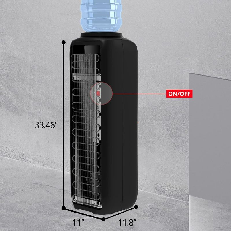 Photo 3 of Top Loading Water Dispenser, Water Cooler with Compressor Cooling, Child Safety Lock, Energy Saving, ETL Approved - Hot, Cold & Room Water, 3 Temp Settings, Black
