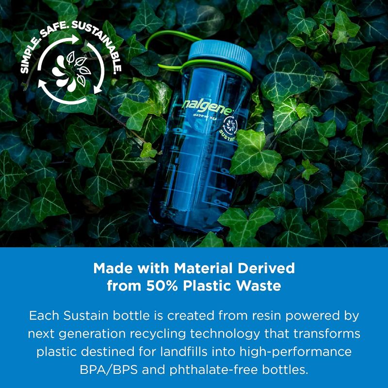 Photo 3 of Nalgene Sustain Tritan BPA-Free Water Bottle Made with Material Derived from 50% Plastic Waste, 16 OZ, Wide Mouth
