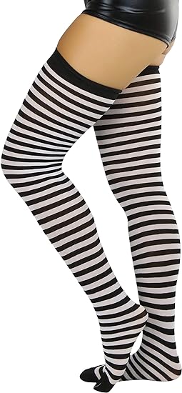 Photo 1 of ToBeInStyle Women’s Opaque Hosiery Thin Striped Thigh High Long Stocking
