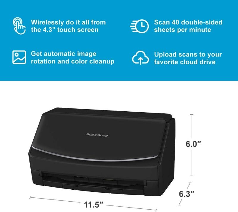 Photo 2 of ScanSnap iX1600 Wireless or USB High-Speed Cloud Enabled Document, Photo & Receipt Scanner with Large Touchscreen and Auto Document Feeder for Mac or PC, Black
