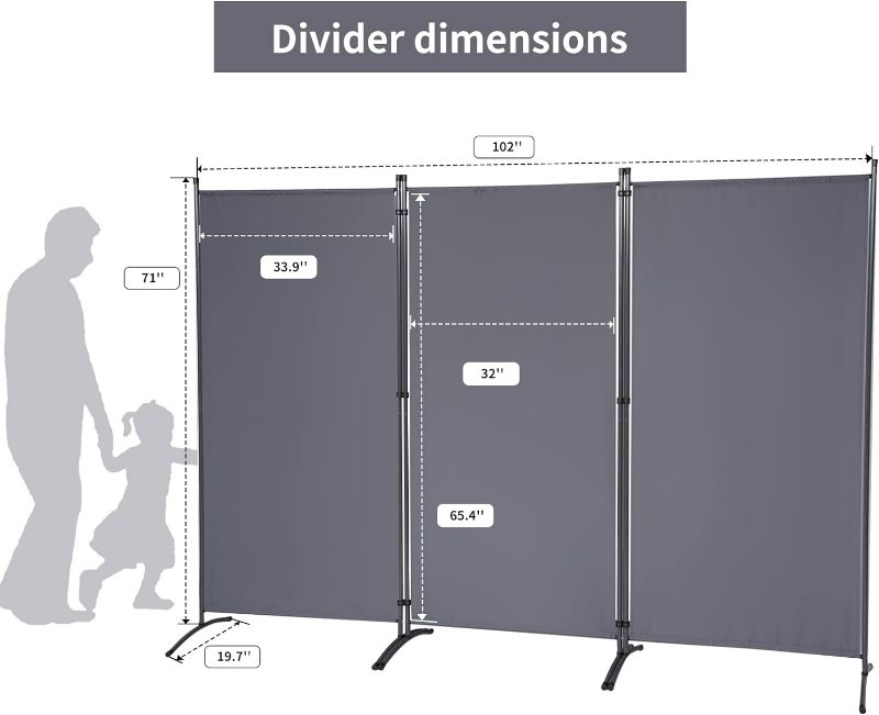 Photo 4 of VEVOR Room Divider,3 Tier  Room Dividers and Folding Privacy Screens (3-Panel), Fabric Partition Room Dividers for Office, Bedroom, Dining Room, Study,...
