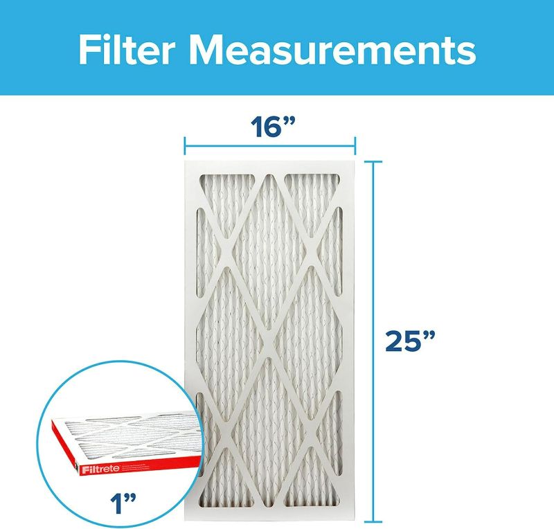 Photo 2 of Filtrete 16x25x1 Air Filter, MPR 1000, MERV 11, Micro Allergen Defense 3-Month Pleated 1-Inch Air Filters, 2 Filters
