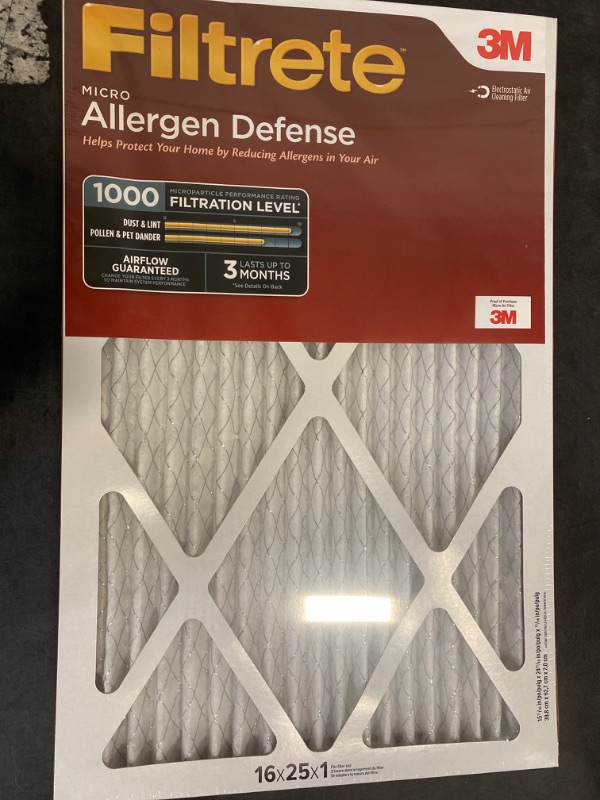 Photo 6 of Filtrete 16x25x1 Air Filter, MPR 1000, MERV 11, Micro Allergen Defense 3-Month Pleated 1-Inch Air Filters, 2 Filters

