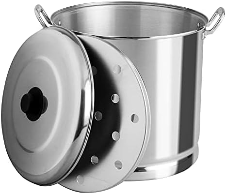 Photo 1 of Vasconia 27.5-Quart Steamer Pot (Aluminum) with Tray & Aluminum Lid for Most Stoves (Hand-Wash only) Large Stock Pot for Tamales, Steaming, Boiling & Frying - Makes Seafood, Pasta, Veggies & More
