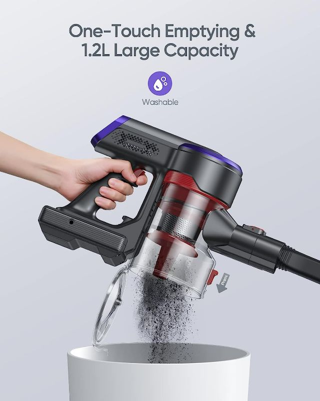 Photo 5 of BuTure Cordless Vacuum Cleaner, 400W 33Kpa Powerful Stick Vacuum with 55min Runtime Detachable Battery, Touch Display and 1.2L Large Dust Cup, Vacuum Cleaners for Hardwood Floor Carpet Car Pet
