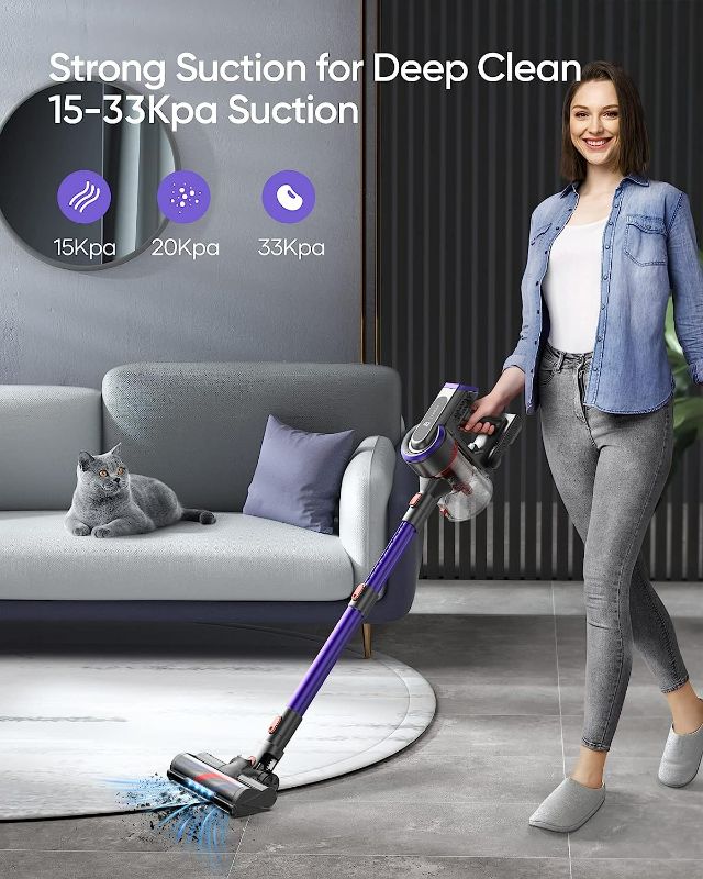 Photo 3 of BuTure Cordless Vacuum Cleaner, 400W 33Kpa Powerful Stick Vacuum with 55min Runtime Detachable Battery, Touch Display and 1.2L Large Dust Cup, Vacuum Cleaners for Hardwood Floor Carpet Car Pet
