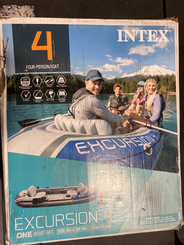 Photo 7 of INTEX Excursion Inflatable Boat Series: Includes Deluxe 54in Aluminum Oars and High-Output Pump – SuperStrong PVC – Adjustable Seats with Backrest – Fishing Rod Holders – Welded Oar Locks
