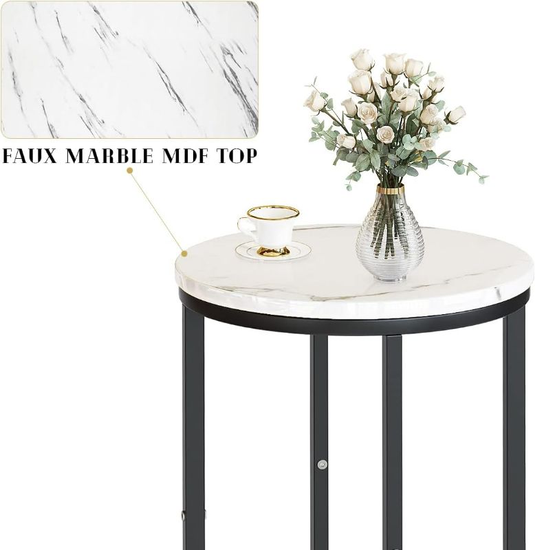 Photo 3 of  Modern Marble Side Table Set of 2, Small Coffee Table Round End Table with Gold Frame, Marble Side Table Bedside Table for Living Room, Bedroom, Small Space, 

