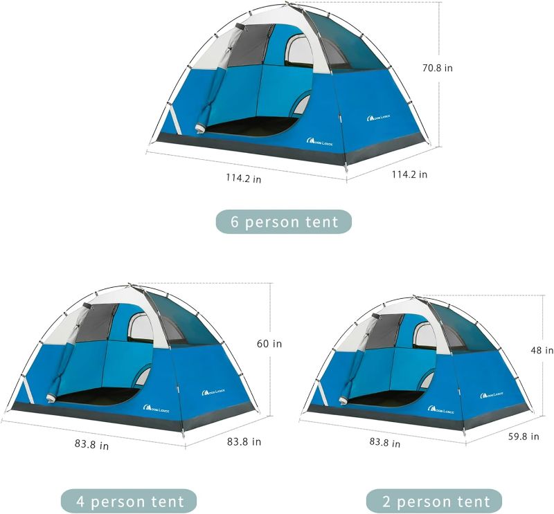 Photo 3 of MOON LENCE 2/4 Person Tent for Camping,Waterproof Tent for Backpacking,Outdoor Dome Tent with Windproof
