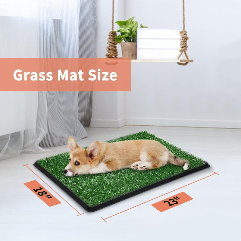 Photo 2 of Dog Grass Pet Loo Indoor/Outdoor Portable Potty, Artificial Grass Patch Bathroom Mat and Washable Pee Pad for Puppy Training, Full System with Trays (Replacement Grass, 22x17
