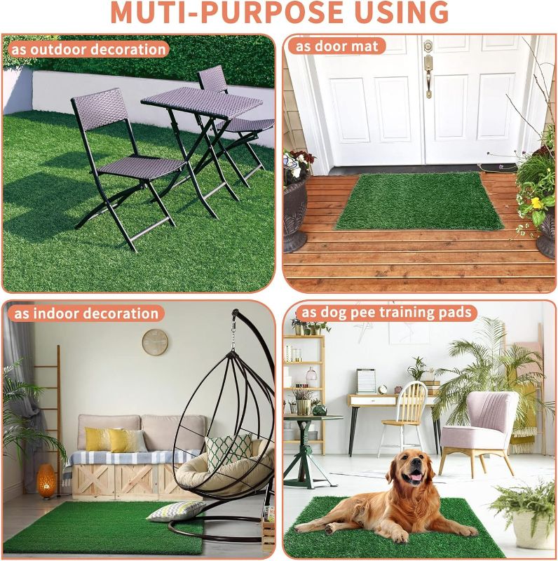 Photo 5 of Dog Grass Pet Loo Indoor/Outdoor Portable Potty, Artificial Grass Patch Bathroom Mat and Washable Pee Pad for Puppy Training, Full System with Trays (Replacement Grass, 22x17
