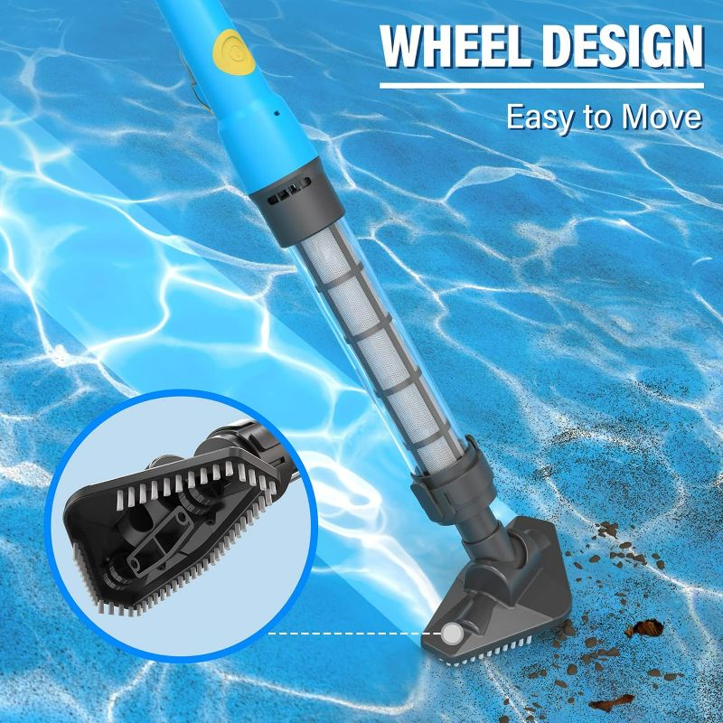 Photo 3 of Oxseryn Lightweight Pool Vacuum, Handheld Cordless Pool Cleaner, Run time 45 Mins, Portable & Good Suction Ideal for Small Above Ground Swimming Pools, Hot Tubs, and Spas
