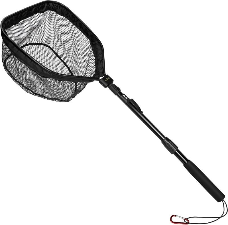 Photo 1 of RHINR Rubber Coated Foldable Floating Fishing Net for Steelhead, Salmon, Catfish, Bass, Fly, Kayak, Easy Catch & Release with Telescopic Pole and Spring...
