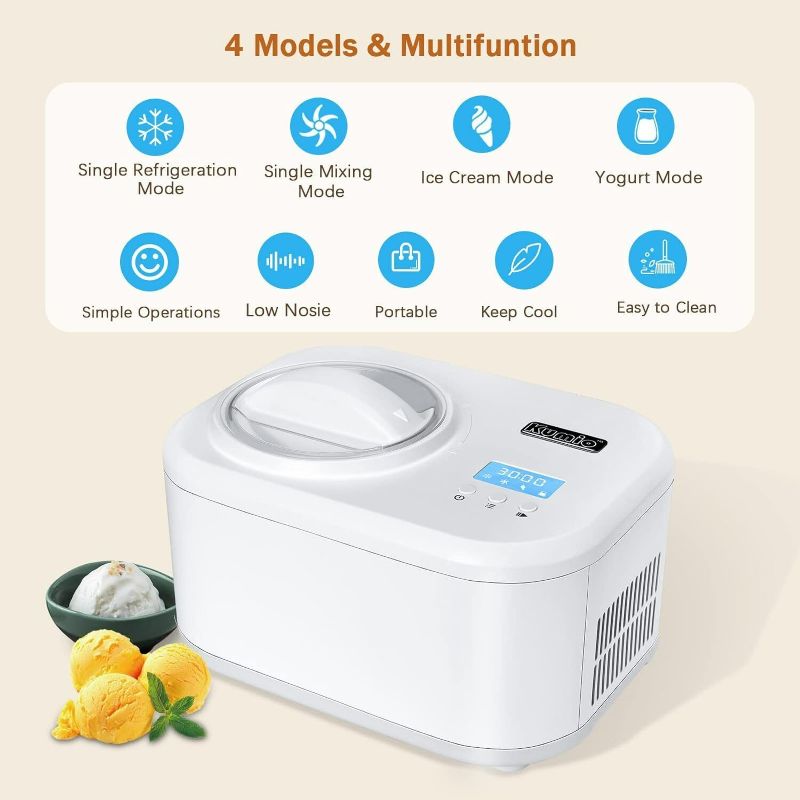 Photo 3 of KUMIO Automatic Ice Cream Maker Machine, 4 Modes with LCD Display, 100W
