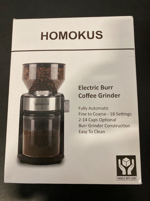 Photo 8 of HOMOKUS Electric Burr Coffee Grinder - Adjustable Burr Mill Coffee Bean Grinder with 18 Grind Settings - Coffee Grinder 2.0 for Espresso Drip Coffee and French Press - 2-14 Cup Capacity
