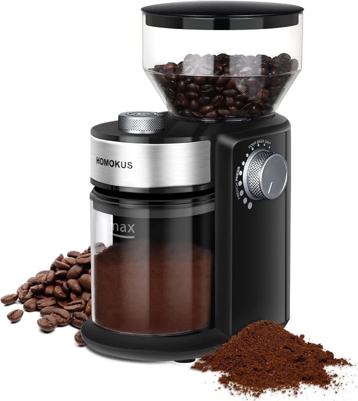 Photo 1 of HOMOKUS Electric Burr Coffee Grinder - Adjustable Burr Mill Coffee Bean Grinder with 18 Grind Settings - Coffee Grinder 2.0 for Espresso Drip Coffee and French Press - 2-14 Cup Capacity
