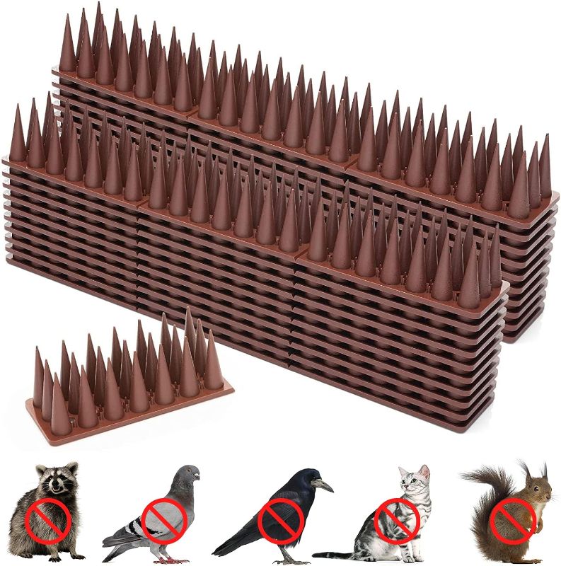 Photo 1 of Bird Spikes, 10 Pack Bird Squirrel Raccoon Pigeon Cat Animal Deterrent Spikes for Outside Anti Bird Defender Spikes Outdoor to Keep Birds Away Brown
