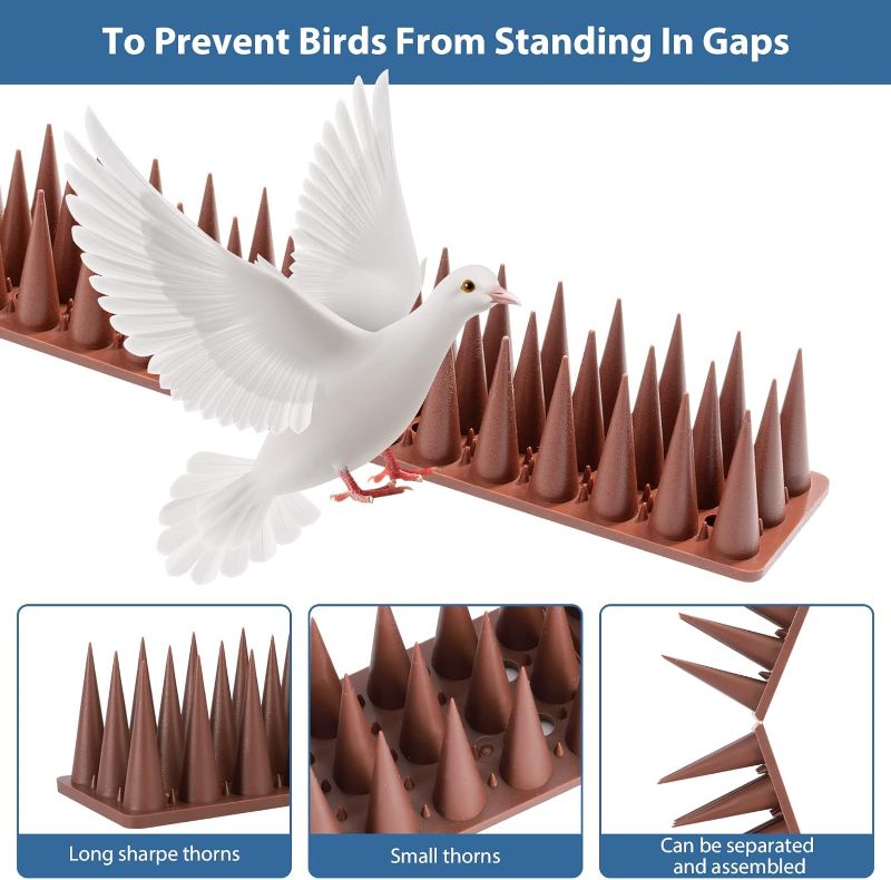 Photo 2 of Bird Spikes, 10 Pack Bird Squirrel Raccoon Pigeon Cat Animal Deterrent Spikes for Outside Anti Bird Defender Spikes Outdoor to Keep Birds Away Brown
