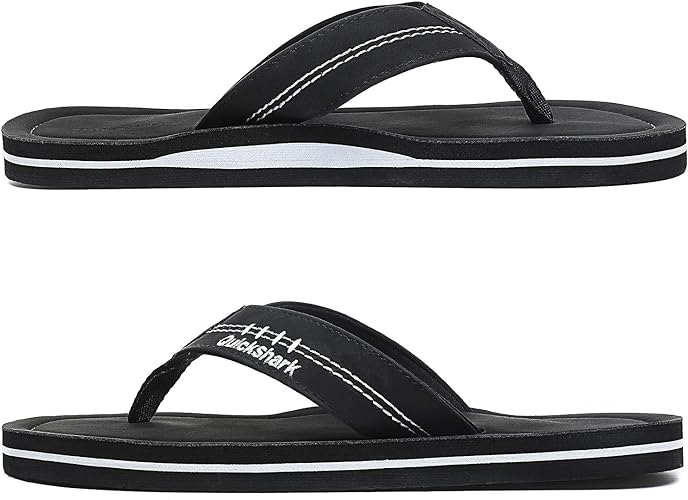 Photo 3 of Quickshark Mens Flip Flops Leather Thong Sandals Arch Support Beach Slippers
