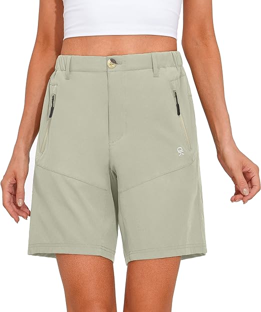Photo 2 of Women's Lightweight Shorts Quick Dry Athletic Shorts for Camping Travel Golf with Zipper Pockets Water Resistant
