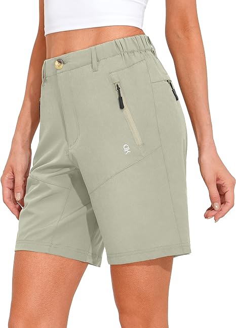 Photo 1 of Women's Lightweight Shorts Quick Dry Athletic Shorts for Camping Travel Golf with Zipper Pockets Water Resistant

