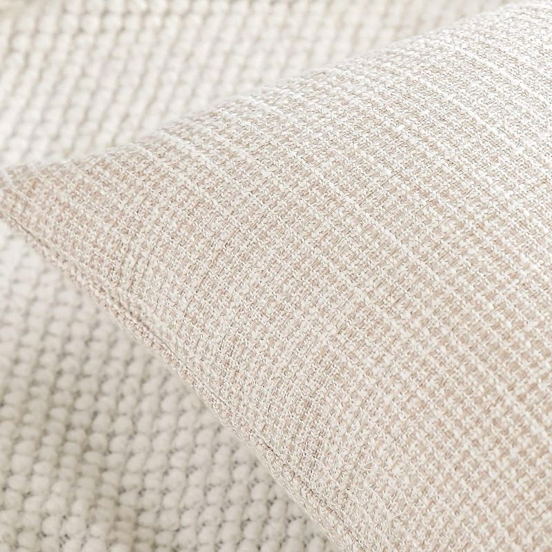 Photo 2 of OTOSTAR Linen Throw Pillow Covers Set of 2 Decorative Square Pillowcases Cushion Covers 20x20 Inch for Home Decor Sofa Bedroom Car 50 x 50CM Beige
