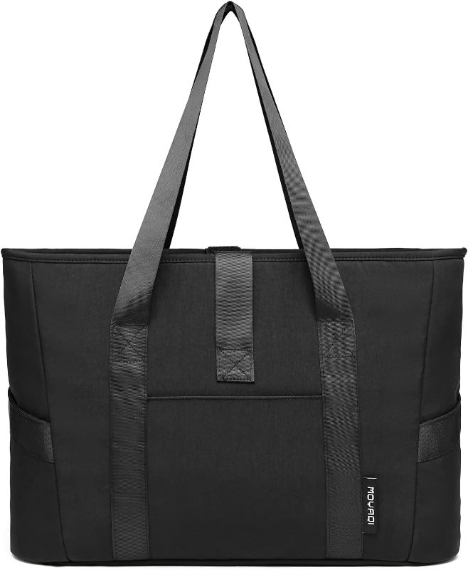 Photo 3 of Moyaqi Yoga Tote Bag with Water Bottle Pockets Gym Bag with Yoga Mat Strap Weekender Bags for Women Men

