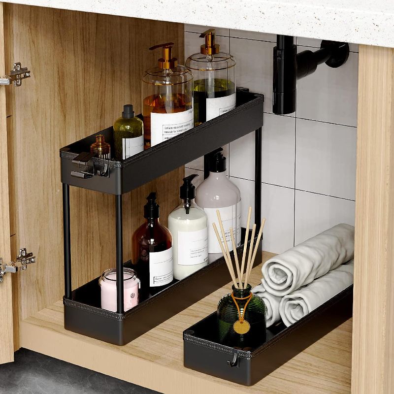 Photo 1 of SPACEKEEPER Slim Rolling Storage Cart, Laundry Room Organization, 3 Tier Mobile Utility Shelving Unit Bathroom Organizer Storage for Kitchen, Narrow Places(Black)
