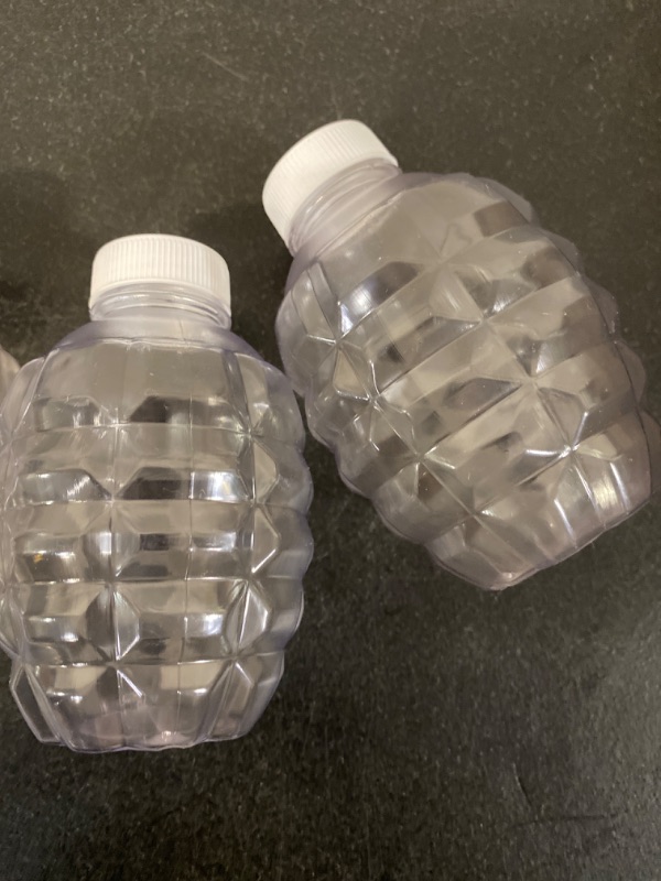 Photo 2 of 4 PACK Clear Plastic Unique Fashion Grenade Shaped Eco Friendly Juice Beverage Bottles
