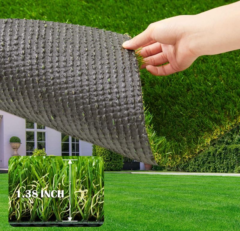 Photo 1 of ZGR Artificial Garden Grass 3 ft x 5 ft (15 Square ft) Premium Lawn Turf, Realistic Fake Grass, Deluxe Synthetic Turf, Thick Pet Turf, Perfect for Carpet Doormat Indoor/Outdoor Landscape, Non Toxic
