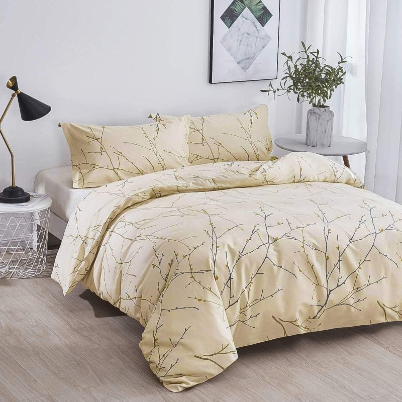 Photo 2 of OAITE Duvet Cover Set,100% Cotton Comforter Cover with Floral Pattern,Soft Bedding Set Includes with 3 Piece (2 Pillow Shams,1 Duvet Cover)
