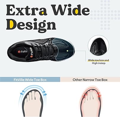 Photo 2 of FitVille Extra Wide Walking Shoes for Men Wide Width Sneakers for Flat Feet Arch Fit Heel Pain Relief - Rebound Core
