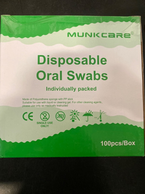 Photo 1 of MUNKCARE Dental Swabs Unflavored Swabsticks-Oral Cavity Cleaning Mouth Swab, Tooth Shaped, Untreated Unflavored, Box of 100 Counts (Fruit Green)
