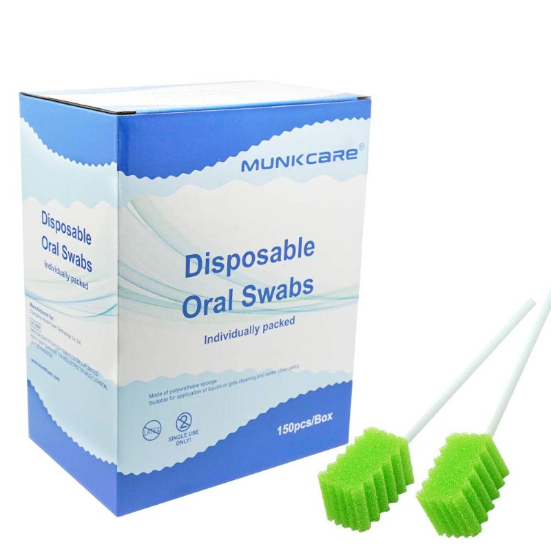 Photo 1 of MUNKCARE Dental Swabs Unflavored Swabsticks-Oral Cavity Cleaning Mouth Swab, Tooth Shaped, Untreated Unflavored, Box of 100 Counts (Fruit Green)
