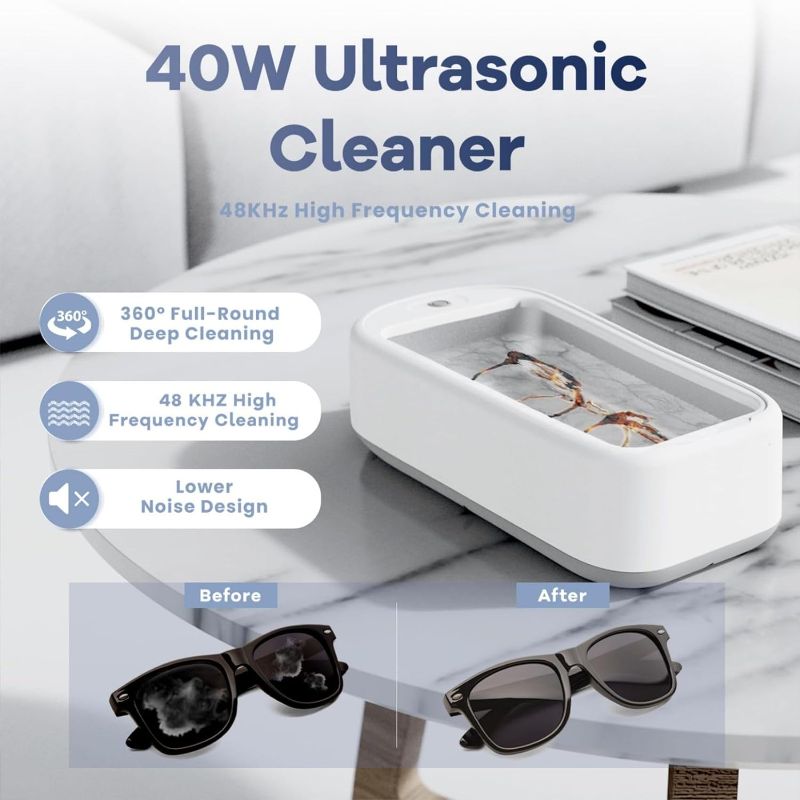 Photo 3 of Ultrasonic Jewelry Cleaner Machine, 40W  Professional Sonic Jewelry Cleaner with 2 Timer Modes for Glasses, Jewelry, Watch and Denture4
