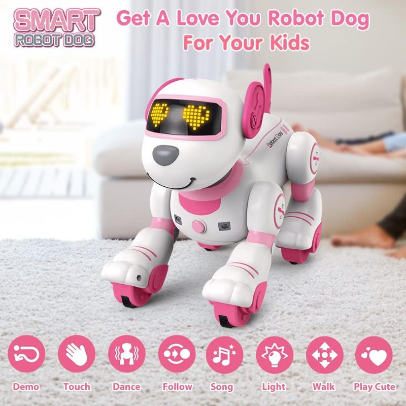 Photo 5 of VATOS Remote Control Robot Dog Toy for Kids - Interactive Touch & Follow 17 Functions Robot Dog Pet, Programmable Smart Walking Puppy Intelligent Dancing RC Robot Toys for Girls 3-12 Birthday Gifts
