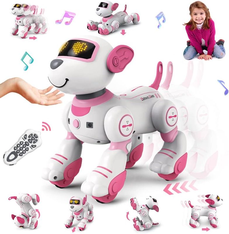 Photo 1 of VATOS Remote Control Robot Dog Toy for Kids - Interactive Touch & Follow 17 Functions Robot Dog Pet, Programmable Smart Walking Puppy Intelligent Dancing RC Robot Toys for Girls 3-12 Birthday Gifts
