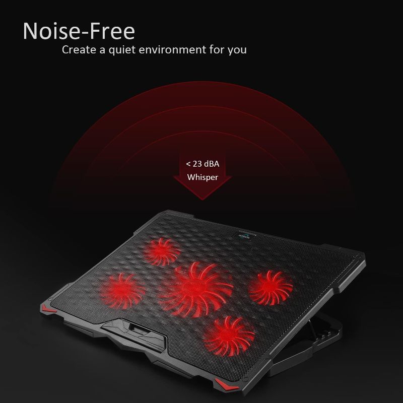 Photo 4 of AICHESON Laptop Cooling Pad for 17.3" Notebook, Red 5 Fans
