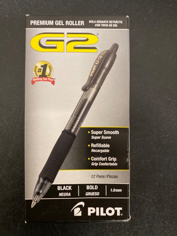 Photo 5 of Pilot, G2 Premium Gel Roller Pens, Bold Point 1 mm, Pack of 12, Black
