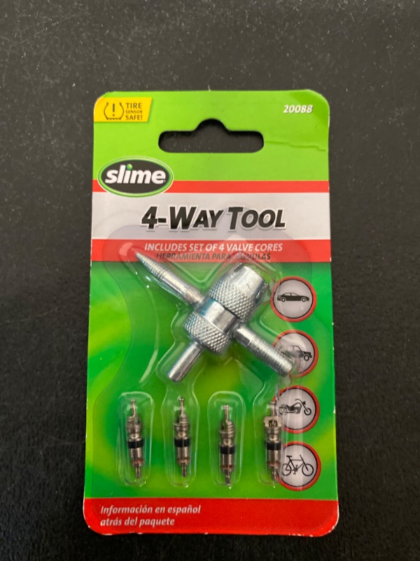 Photo 5 of Slime 20088 Valve Tool, 4-Way, Plus Valve Cores for All Types of Tire

