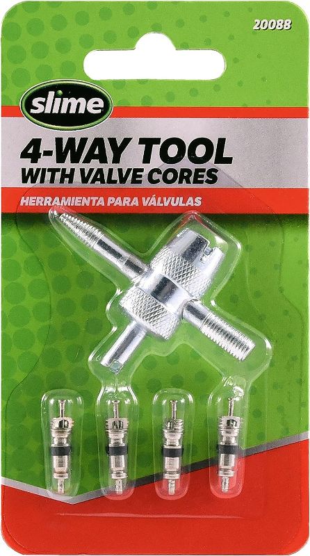 Photo 1 of Slime 20088 Valve Tool, 4-Way, Plus Valve Cores for All Types of Tire
