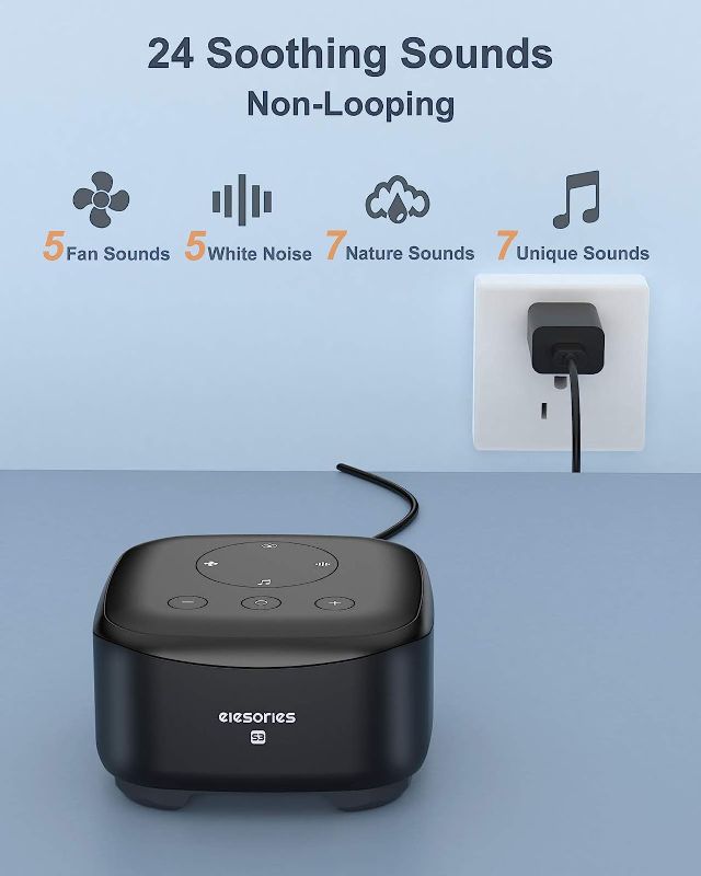 Photo 3 of ELESORIES-  White Noise Machine, Comfortable Sleep Goods, 30 Types of Healing Sounds, Babies, Crying, Sleeping, Sleep Guidance, Insomnia Noise Prevention, 24 Hours Continuous Playback, Smartphone TV Leaves, Increases Concentration, White Sound Noise Machi