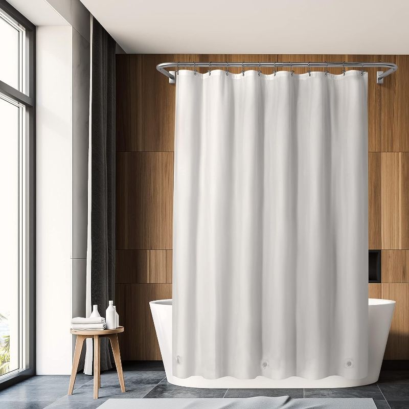 Photo 5 of Barossa Design Plastic Shower Liner Clear - Premium PEVA Shower Curtain Liner with Rustproof Grommets and 3 Magnets, Waterproof Cute Lightweight Standard Size Shower Curtains for Bathroom - White