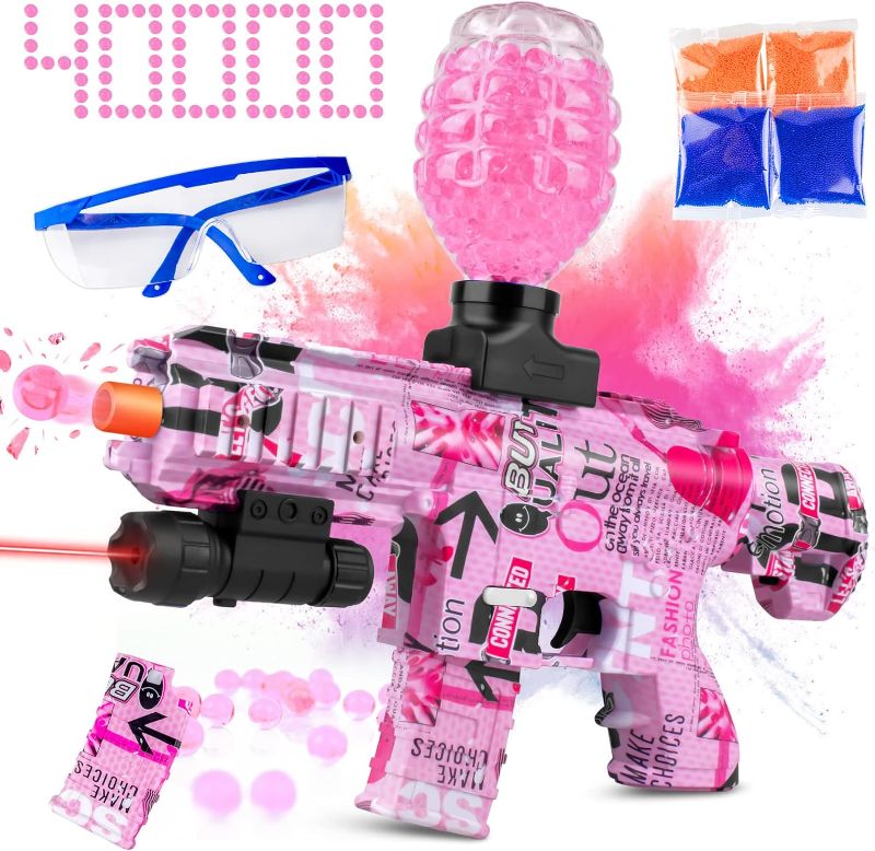 Photo 1 of Gel Splatter Blaster for Orbeez M416 with Goggles and 40,000+ Gel Beads Suitable for Backyard Fun and Outdoor Team Shooting Games, Over 12+, Pink

