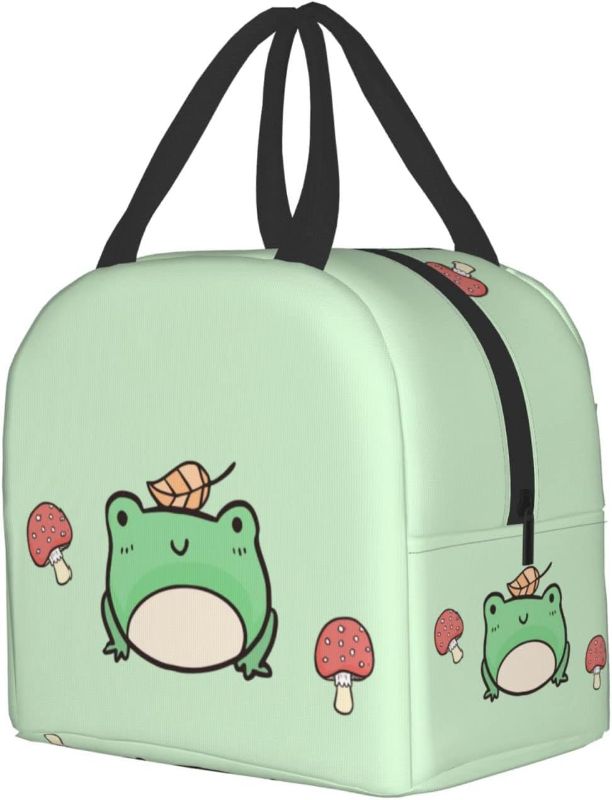 Photo 1 of Ucsaxue Cute Green Frog And Mushroom Insulated Lunch Bag Reusable Lunch Box Thermal Cooler Tote Container Picnic Work Shopping For Women
