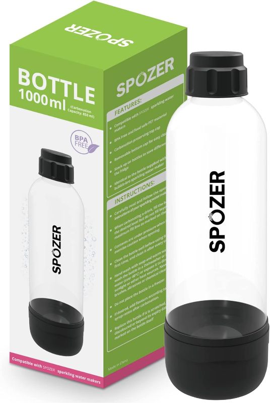 Photo 1 of SPOZER Extra Carbonating Bottles For Sparkling Water Makers, 1-Liter Carbonating Bottles, BPA-free, One Can
